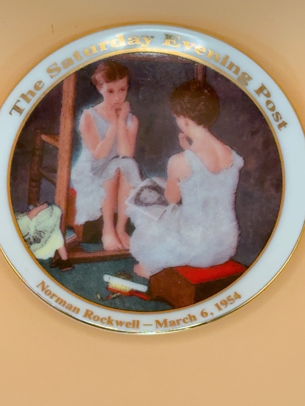 Norman Rockwell Girl at the Mirror Mini Collector Plate Saturday Evening Post